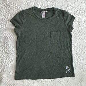 VICTORIA'S SECRET Size XS Soft Thin T-Shirt Embroidered Logo Palm Tree Viscose